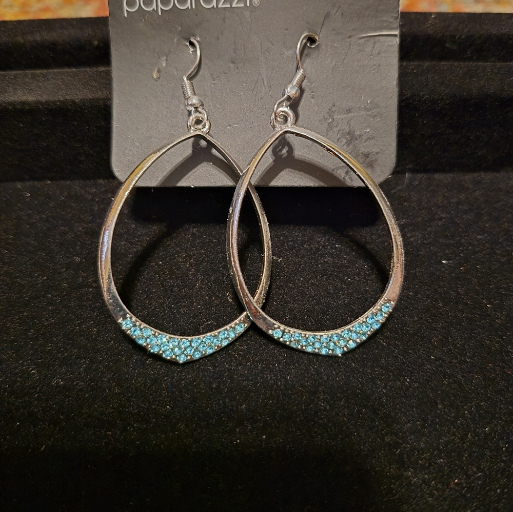 paparazzi Turquoise Crystal Teardrop Dangle Earrings